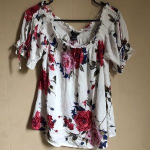 NWT TIMING White Floral Off Shoulder Top